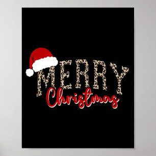 Poster Padrão Feliz Natal Xmas Leopardo Família Fofo Inve