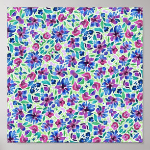 Poster Padrão Floral Abstrato - Cartaz