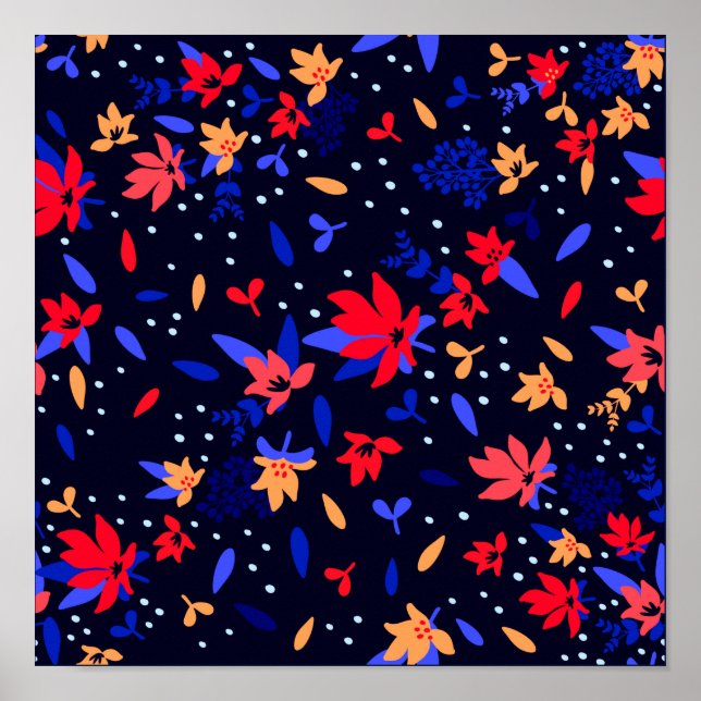 Poster Padrão Floral Abstrato sem costura (Frente)