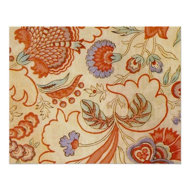 Póster Padrão Floral Antiquado Chintz Paisley (Frente)