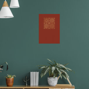 Poster Padrão Floral Botânico de Terracota Arte Vintage P