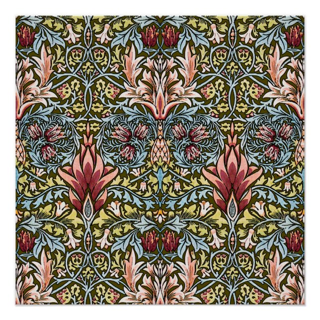 Póster Padrão Floral Cabeça de Cobra de William Morris (Frente)