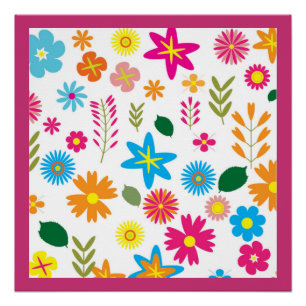 PÓSTER PADRÃO FLORAL COLORIDO