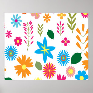 Poster Padrão Floral Colorido