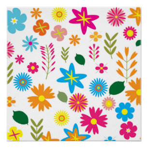 PÓSTER PADRÃO FLORAL COLORIDO