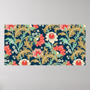 Poster Padrão floral colorido sem costura no estilo popu