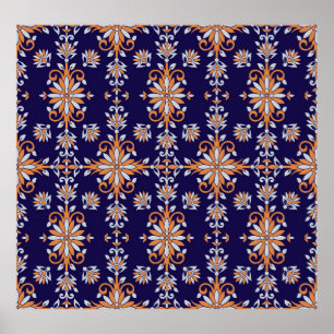 Poster Padrão floral de colheita sem costura