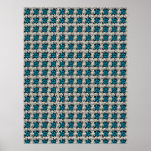 Poster Padrão floral de tartaruga fofa