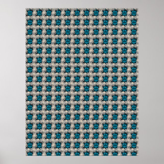 Poster Padrão floral de tartaruga fofa  (Frente)