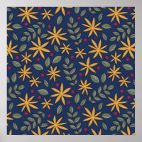 Padrão Floral Dourado Desenho Botânico
