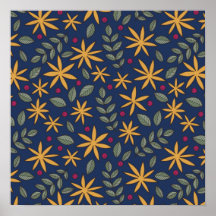Padrão Floral Dourado Desenho Botânico