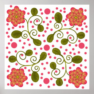 Poster Padrão Floral e de Bolinhas Rosa Caprichoso Person