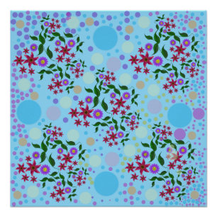 Póster Padrão Floral e de Videira Customizado Fofo Kidcor