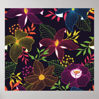 Poster Padrão floral elegante, design artístico.