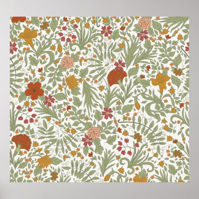 Poster Padrão floral elegante e caprichoso. (Frente)