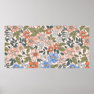 Poster Padrão floral elegante em flores de desenhar manu