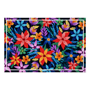 Póster Padrão Floral Exótico Colorido-68578