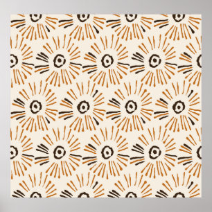 Poster Padrão floral geométrico batik sem costura no outo