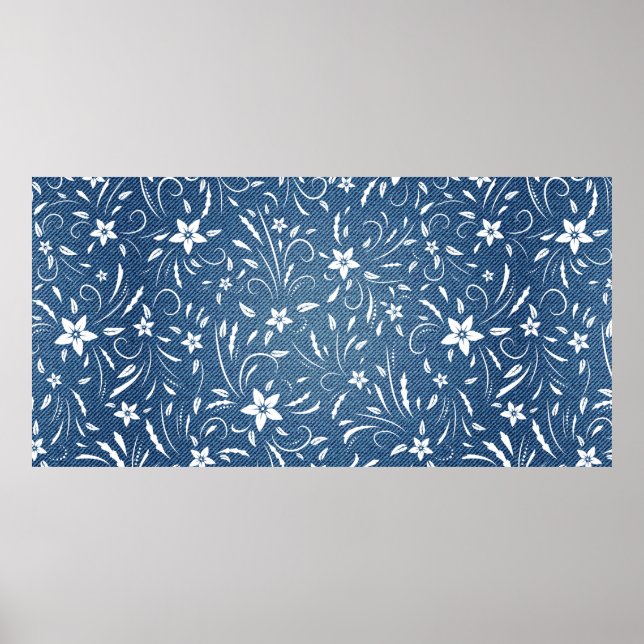 Poster Padrão floral no denim (Frente)