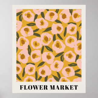 Poster Padrão Floral Ousado em Tinta | Botânica Desenhada