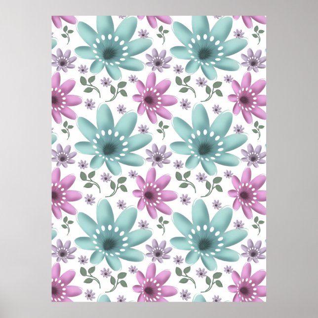 Poster Padrão Floral Pastel Sem Costura (Frente)