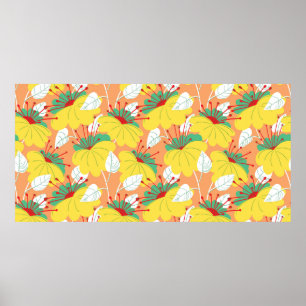 Poster Padrão floral perfeito. Fundo com a mão