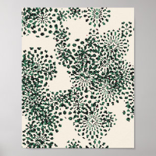 Poster Padrão Floral Pixelado
