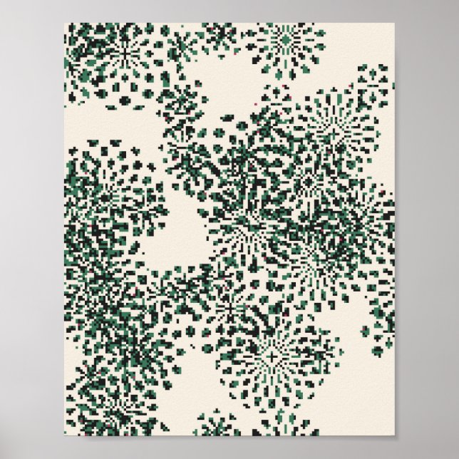 Poster Padrão Floral Pixelado (Frente)