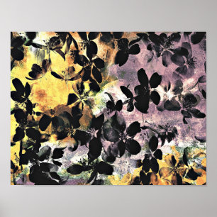 Póster Padrão floral rosa amarelo arte digital
