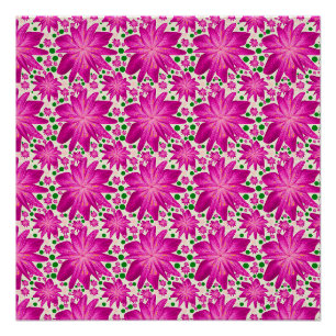 Póster Padrão Floral Seamless Rosa Quente