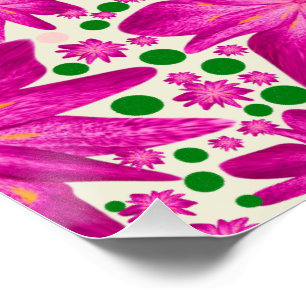 Póster Padrão Floral Seamless Rosa Quente