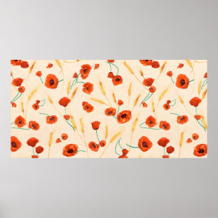Poster Padrão floral selvagem num fundo claro