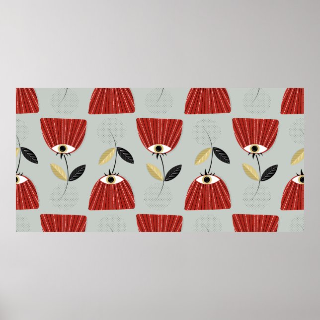 Poster Padrão floral sem costura com flores brancas (Frente)