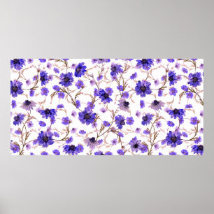 Poster Padrão floral sem costura com flores marigdold