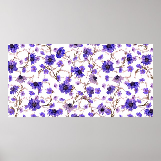 Poster Padrão floral sem costura com flores marigdold (Frente)