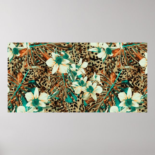 Poster Padrão floral sem costura com orquídeas (Frente)