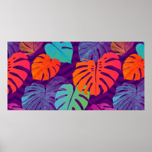 Poster Padrão floral sem costura da Monstera del Tropica