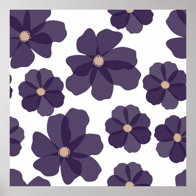 Poster Padrão floral sem soldadura com cauda roxa desenha (Frente)