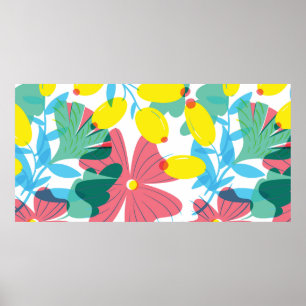 Poster Padrão floral sem soldadura com elementos de trans