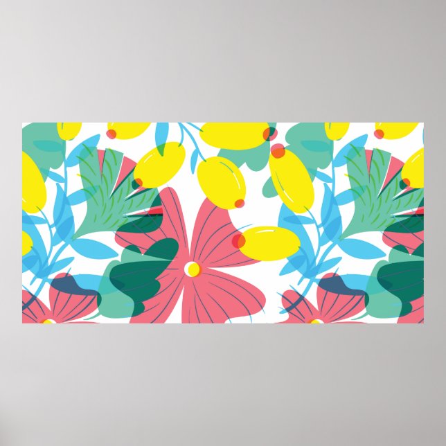 Poster Padrão floral sem soldadura com elementos de trans (Frente)