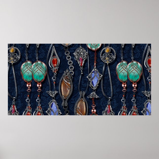 Poster Padrão floral sem soldadura, fundo no art nouveau (Frente)