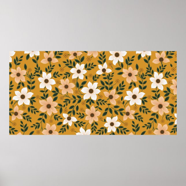 Poster padrão floral tradicional sem descontinuidades no  (Frente)