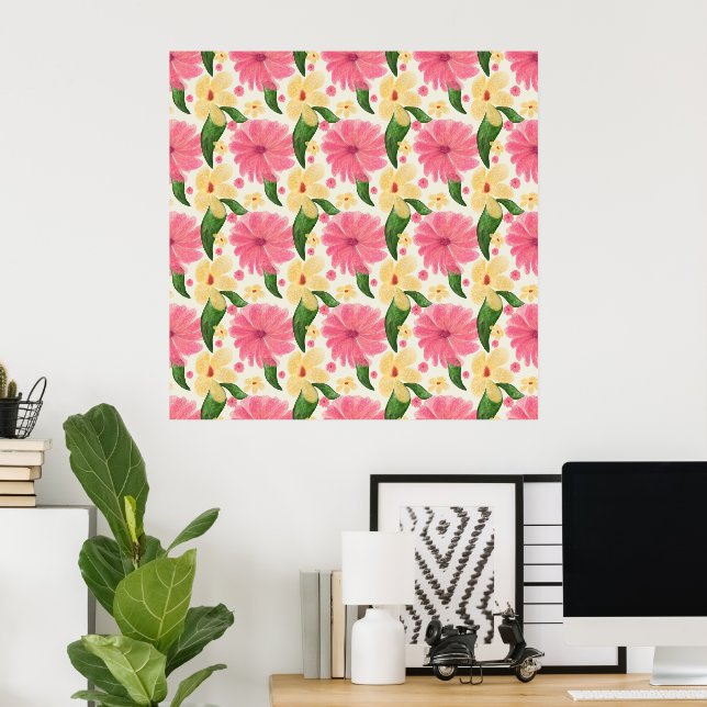 Poster Padrão floral tropical contínuo (Escritório em casa)