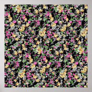 Poster padrão floral uniforme de aquarela