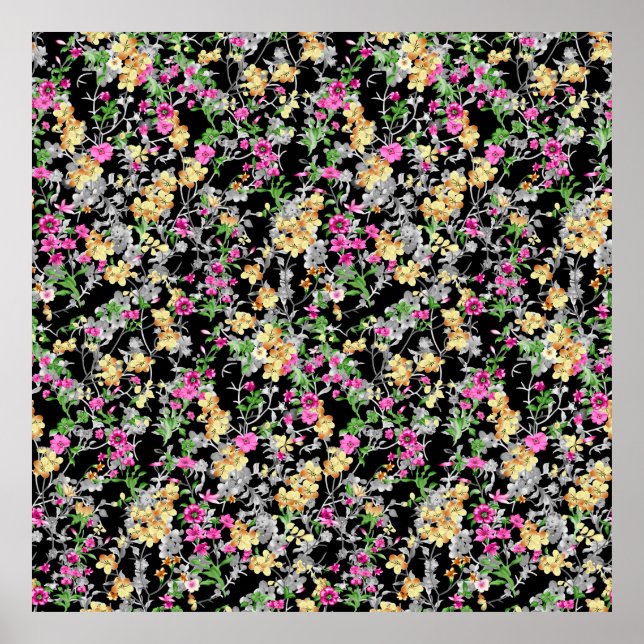 Poster padrão floral uniforme de aquarela (Frente)