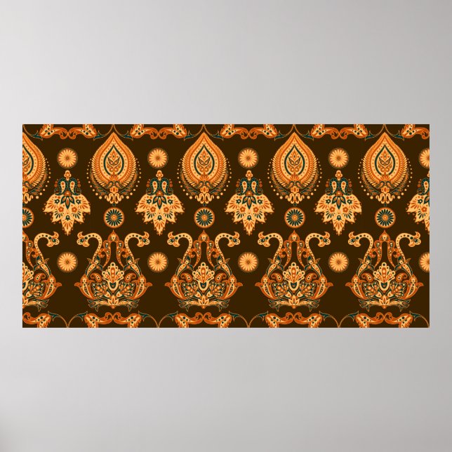 Poster Padrão floral uniforme do estilo Damask (Frente)