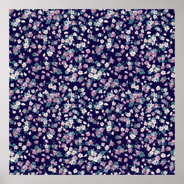 Poster Padrão floral uniforme simples com cor brilhante (Frente)