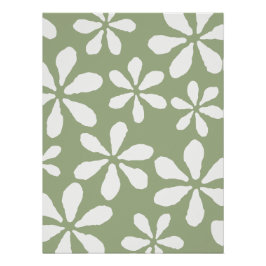 Póster Padrão Floral Verde Salvia Moderno Botânica Simple