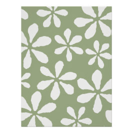 Póster Padrão Floral Verde Sálvia Moderno Simples Botânic
