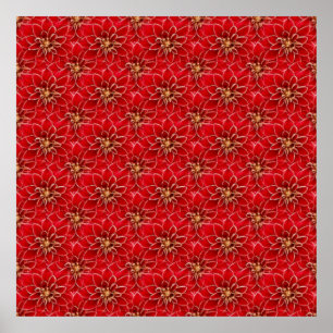 Poster Padrão Floral Vermelho Elegante